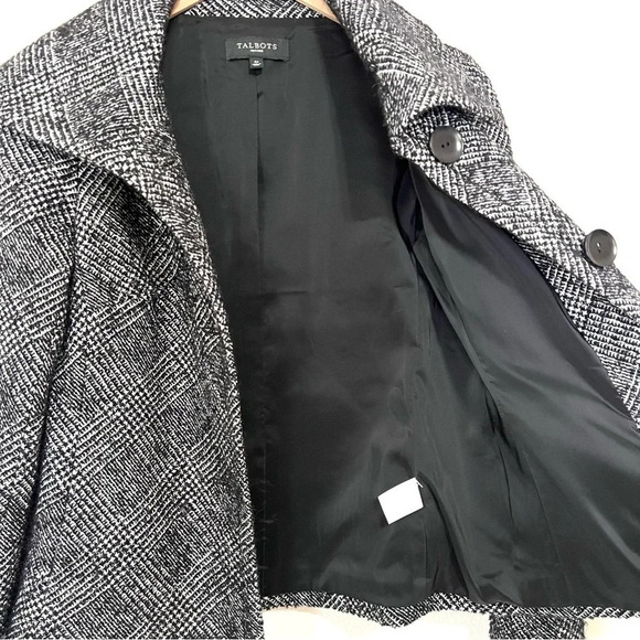 Talbots Wool Tweed Black Glen Plaid Blazer Jacket Size 4 Petite - Picture 12 of 12